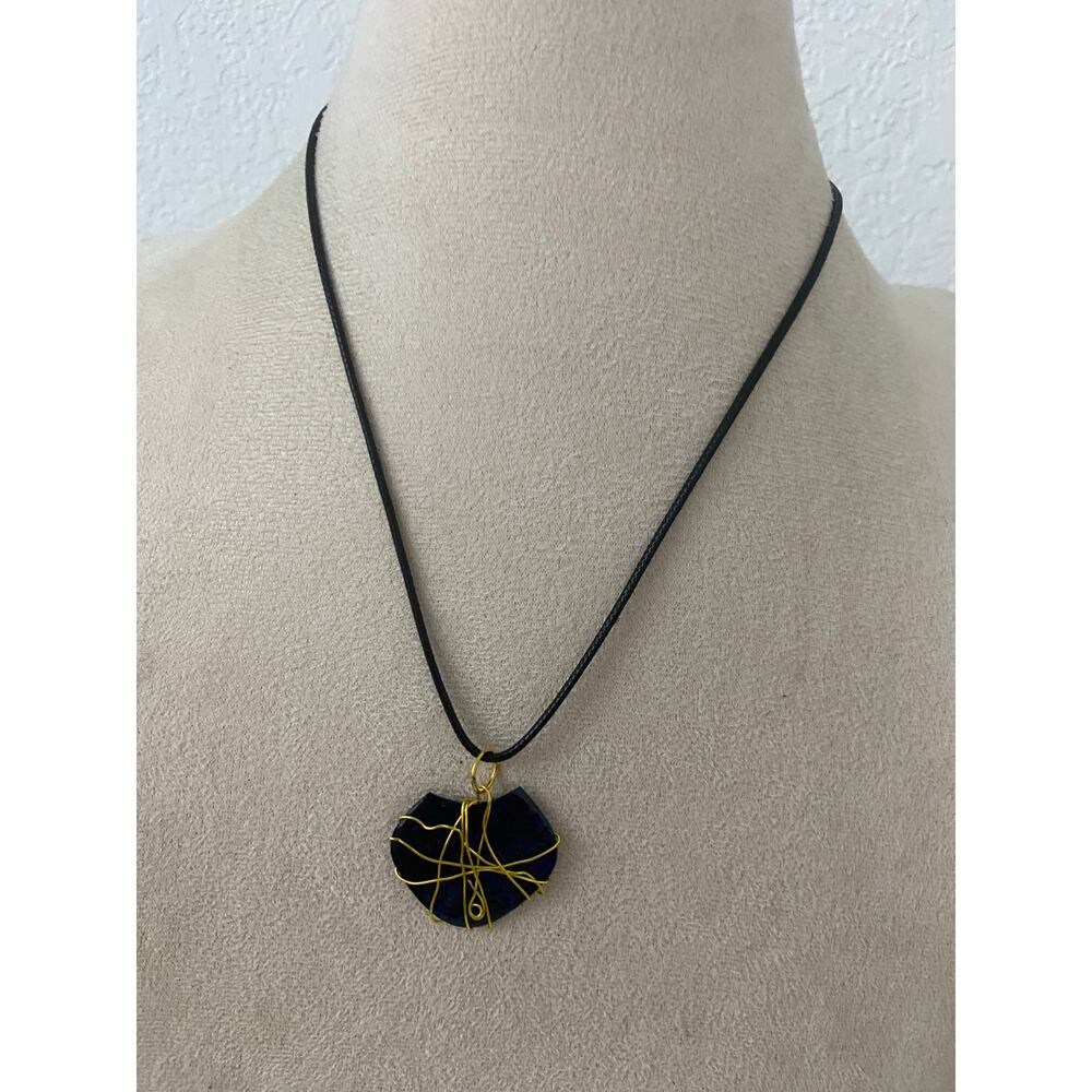 Blue shell pendant necklace